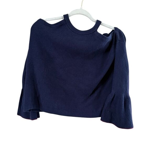 Anthropologie Blue Off the Shoulder Relaxed Fit Sweater - Picture 9 of 10